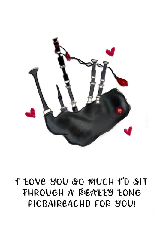 Piobaireachd (bagpipe) valentines card